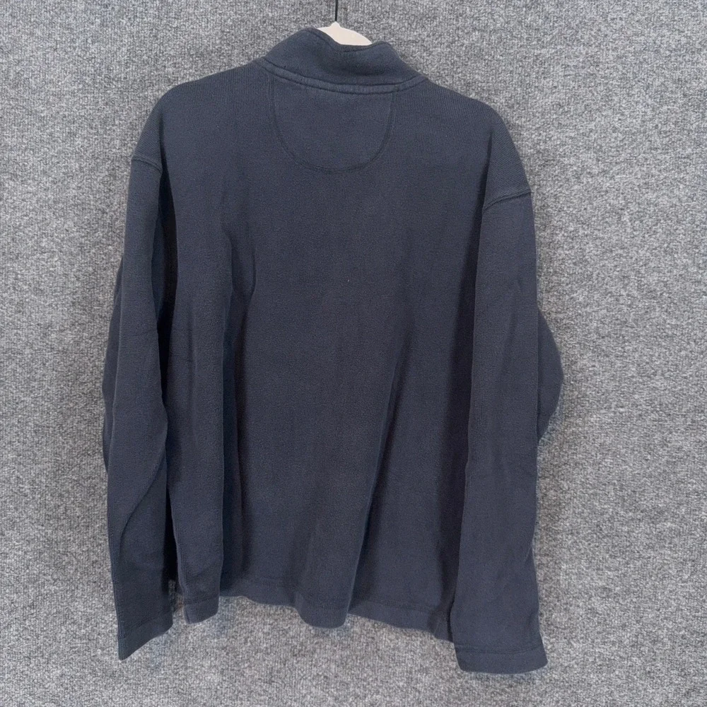 L.L Bean Sweater Mens Large Navy Blue Ribbed 1/4 Zip Pullover Cotton Layering